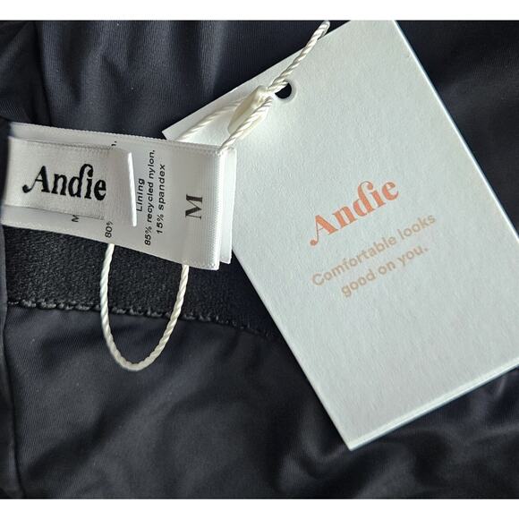 ANDIE Women's Swimsuit The Romana Black Smooth Front Rings Adjustable Straps NEW - Picture 3 of 9